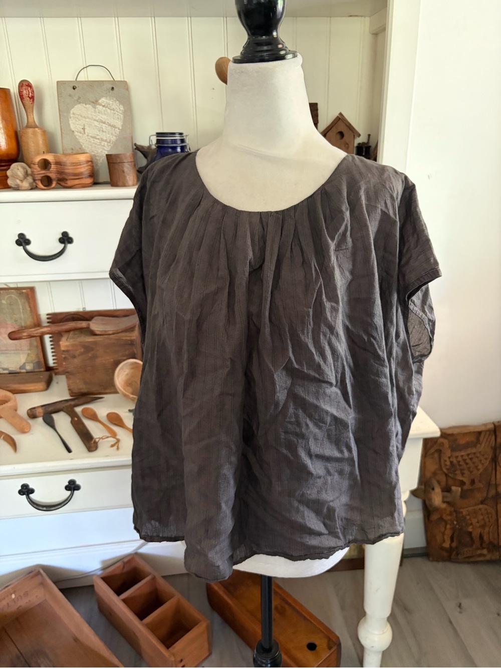 Runaway Bicycle Relaxed Scoop Neck Women's Top in Charcoal